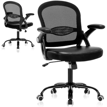 Офисное кресло, эргономичный рабочий стул, Регулируемое кресло для руководителей, откидные подлокотники из искусственной кожи с сеткой, поворотные колесики - Изображение 1  