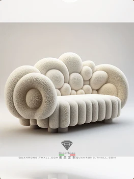 Диван в кремовом стиле, Индивидуальный диван из овечьей шерсти на 3 персоны, Креативный Новый стиль, Мебель в бесшумном стиле, диван из овечьей шерсти - Изображение 1  