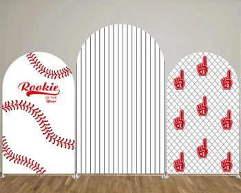 Бейсбольная арка в полоску, фоновые чехлы для спортивных тематических вечеринок по случаю дня рождения, реквизит для украшения фотографий новорожденных - Изображение 1  