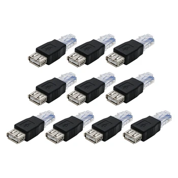 10 шт. Разъем адаптера USB A для Ethernet RJ45 Адаптер для маршрутизатора USB для RJ45 Разъем адаптера A для Ethernet Интернет RJ45 - Изображение 1  