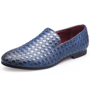 2023 Мужская обувь Брендовая Тканая Кожаная Повседневная Обувь-Оксфорды Для вождения, Мужские Лоферы, Мокасины, Мужская обувь На плоской подошве - Изображение 1  