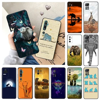 Чехлы для телефонов Redmi Note 9 10 Lite 10S 9S 11S 11S Pro Plus 10A 12C 9A 9I 10C Mi 9T Elephant Animal Черный Мягкий Чехол с защитой От падения - Изображение 1  