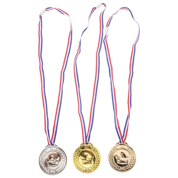 Декоративная медаль 3шт, Спортивная Игра, Подвесная Медаль, Круглая Наградная Медаль с лентой - Изображение 1  