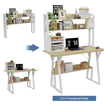 Письменный стол для ноутбука в спальне Современный домашний компьютерный стол для хранения мебели Студенческий письменный стол для домашнего офиса 120x60x151 см - Изображение 1  