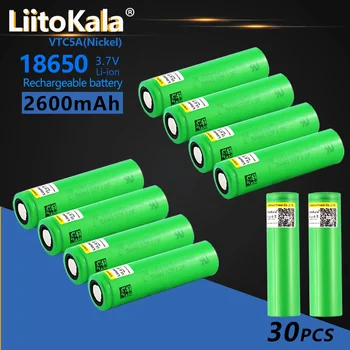 30ШТ LiitoKalaVTC5A 2600mAh 18650 Литиевая батарея 20A 30A Разряда 18650VTC5 батареи для фонарика с плоской головкой - Изображение 1  
