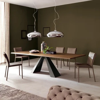 Стол для совещаний из массива дерева, длинный стол, промышленный стол, верстак, комбинация стола и стула, простой и современный длинный стол - Изображение 1  