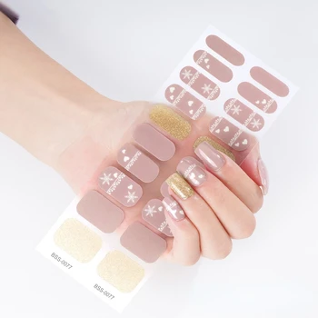 20 пальцев Корейские гелевые наклейки для ногтей Требуется УФ / светодиодная лампа, полное покрытие гель-лаком для ногтей, полуотвержденные гелевые наклейки для ногтей - Изображение 1  