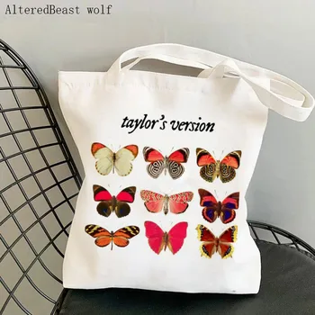 Версия Shopper Taylors с принтом на заказ, сумка-тоут, женская сумка для покупок в стиле харадзюку, женская сумка для покупок на плечо, женская холщовая сумка - Изображение 1  