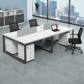 Тщеславный Офисный рабочий стол с белыми угловыми ящиками, роскошный стол для персонала, макияж, Современное дизайнерское бюро, мебель для работы HD50WD - Изображение 1  