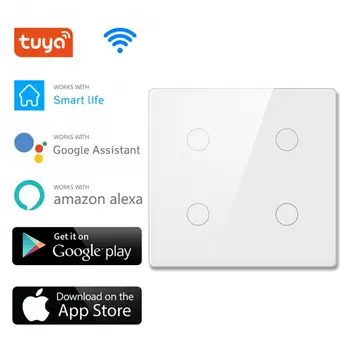 Бразилия Tuya WiFi Smart Switch AC 110-220 В, сенсорная панель 4x4, 4/6 групп, выключатель света, управление приложением, работа с Alexa Google Home - Изображение 1  