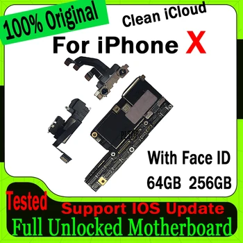 Заводская Uunlocked С/Без Face ID Для iPhone X Материнская Плата 100% Оригинальная 64 ГБ 256 ГБ Логическая Плата Полностью Протестирована, Хорошо Работает - Изображение 1  