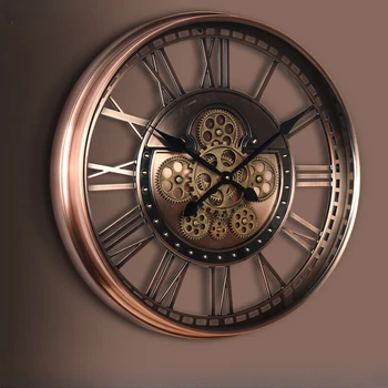 Новые настенные часы с металлической шестерней, ретро-художественные часы, украшение гостиной, креативный указатель, кварцевые часы - Изображение 1  