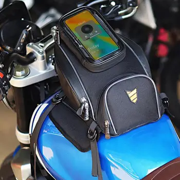 Сумка для топливного бака для мотоцикла, мужская мотоциклетная седельная сумка на одно плечо, Большой экран для телефона и GPS С аксессуаром для мотоциклиста в дождевике - Изображение 1  