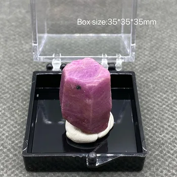 Лучшее! 100% натуральный мьянманский флуоресцентный рубин, необработанные минеральные камни и кристаллы, целебные кристаллы, кварцевые драгоценные камни + коробка 35 мм - Изображение 1  