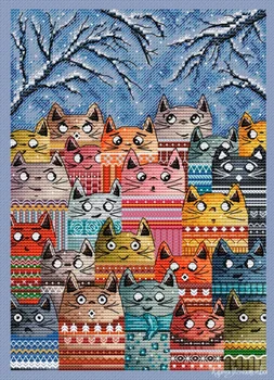 Кошачий хор 25-32 наборы для вышивания, наборы для вышивания крестиком, хлопчатобумажный батист DIY homefun embroidery Shop15 - Изображение 1  