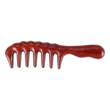 Расческа для распутывания волос - Деревянная расческа с широкими зубьями для вьющихся волос - Без статики, расческа из натурального дерева сандалового дерева - Изображение 1  