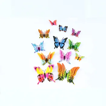 3D двухслойные наклейки на стену с бабочками, Магнитные наклейки на холодильник, Красочные съемные плакаты с бабочками Для украшения комнаты в саду - Изображение 1  
