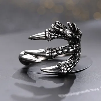 Модные ретро кольца с Орлиным когтем для мужчин, панк-доминирующий Коготь Дракона, Открытое кольцо на указательный палец, готические ювелирные аксессуары, праздничные подарки - Изображение 1  