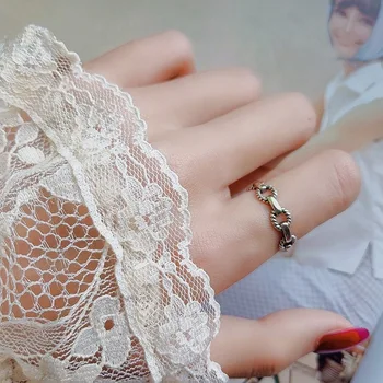 Цепочка из стерлингового серебра 925 пробы, открывающее кольцо с полой геометрией, указательный палец для женщин, модные минималистичные украшения для девочек, подарок для вечеринки - Изображение 1  