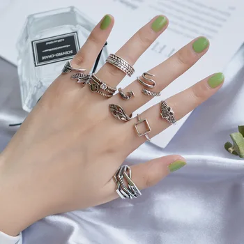 Винтажные кольца с металлическими буквами в стиле панк серебристого цвета, Дизайн колец на палец для женщин, мужские украшения для вечеринок, Подарки, Серебряное кольцо - Изображение 1  