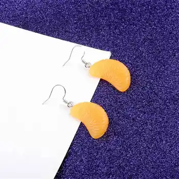 Женские фруктовые серьги Ювелирные изделия Милые Простые Модные Забавные серьги с оранжевыми лепестками Маленькие Свежие - Изображение 1  
