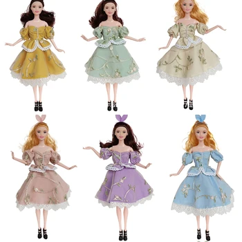 Платье в пасторальном стиле, вечерняя юбка для куклы 1/6, праздничная одежда для куклы Барби, аксессуары для одевания, игрушки своими руками, подарки на День рождения - Изображение 1  