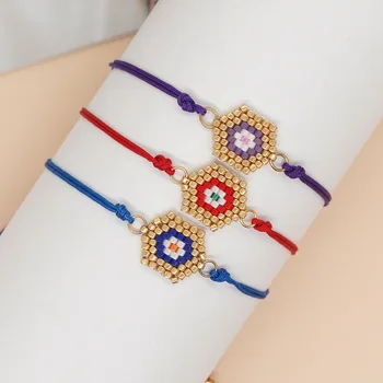 Go2boho Новый стиль, цветной шестигранный браслет из бисера миюки, плетеная модная цепочка на запястье - Изображение 1  