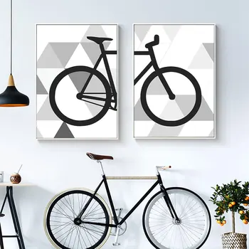 Черный велосипедный плакат с принтом в скандинавском стиле Скандинавская картина на холсте Простота Настенная картина для декора гостиной без рамы - Изображение 1  
