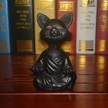 Статуя кота для медитации из смолы, Сидящий Дзен-кот, украшение для дома и сада, Ремесленная Декоративная скульптура - Изображение 1  
