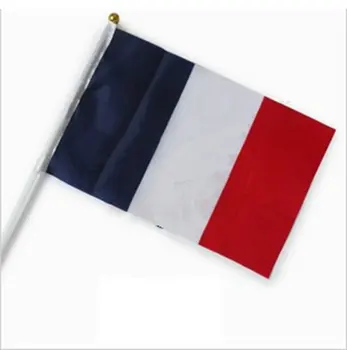 10шт 14x21 см Французский флаг, размахивающие руками флаги с пластиковыми флагштоками, Парад активности, Спортивные украшения для дома NC012 - Изображение 1  
