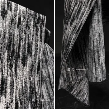 Жаккардовая джинсовая ткань, черно-серая тканая креативная одежда, Дизайнерская ткань для шитья одежды, Оптовые метры ткани, Материал для поделок - Изображение 1  