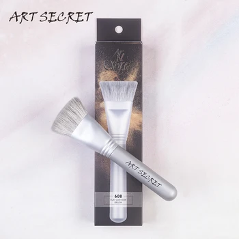 ArtSecret 608 Профессиональная кисть для макияжа, косметический инструмент, Плоская контурная кисть с козьей шерстью, матовый алюминиевый наконечник, Деревянная ручка - Изображение 1  
