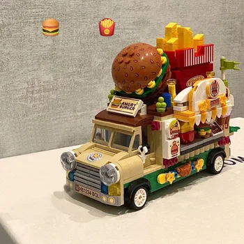 Пазл из мелких частиц, сборочный блок, ретро-гамбургер, автомобиль, серия мороженого, игрушки для сборки своими руками - Изображение 1  