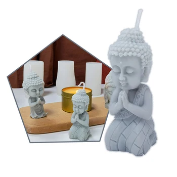3D Маленькая свеча Будды, силиконовая форма, китайские элементы в форме Будды Амитабхи, украшение свечи ручной работы - Изображение 1  