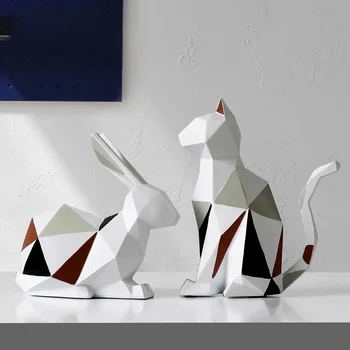 Скандинавский современный простой геометрический животный орнамент кошка кролик креативная гостиная ТВ шкаф настольные мягкие украшения - Изображение 1  