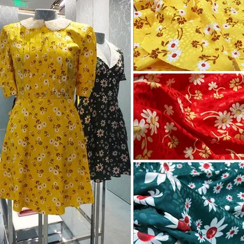 Жаккардовая ткань с принтом, Тканевая фабрика, изготовленная на заказ, женская юбка из атласа с хризантемой, пошив полиэстеровой ткани для платья - Изображение 1  