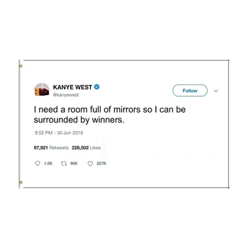 Флаг твита рэпера Kanye West размером 3x5 футов Funny Mirrors - Изображение 1  