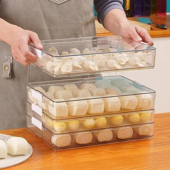 Коробка для пельменей замороженные пельмени бытовой холодильник быстрозамороженные пельмени вонтон коробка коробка для консервирования яиц настольный многослойный - Изображение 1  