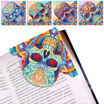 Закладки в виде черепа с бриллиантами специальной формы для рисования в виде ромба на угловой обложке книги, закладки на страницах, украшения для книг, подарки - Изображение 1  