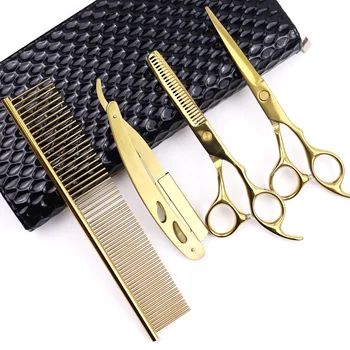 Профессиональные парикмахерские ножницы для стрижки волос 5,5-дюймовые Инструменты для филировки в парикмахерской, высококачественный салонный набор - Изображение 1  