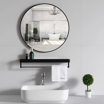 Креативный бордюр Настенное Круглое зеркало для ванной комнаты HD Настенное Зеркало для макияжа Nordic Аксессуары для ванной Комнаты Home Decor - Изображение 1  