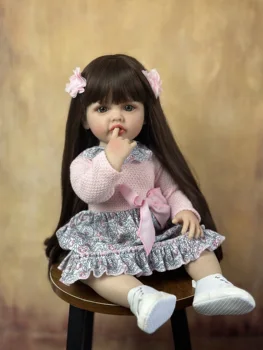 Кукла BZDOLL с полностью мягким силиконовым телом Reborn Baby Girl Doll 55 см 22 дюйма, реалистичная игрушка для купания принцессы малышки Бебе, подарок на день рождения - Изображение 1  