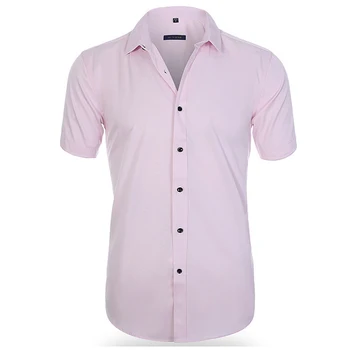 2023 Новая Мужская деловая рубашка, мужские рубашки-карго с коротким рукавом, повседневная однотонная рубашка из 100% хлопка, мужская рабочая рубашка с карманами - Изображение 1  