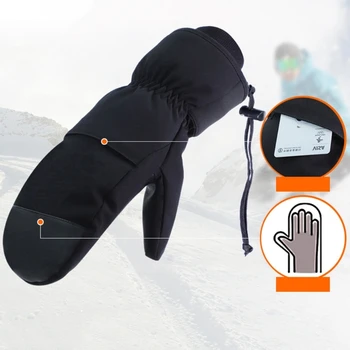 Водонепроницаемые сенсорные экраны, лыжные варежки, перчатки для мужчин, женщин, зимние перчатки для снега - Изображение 1  