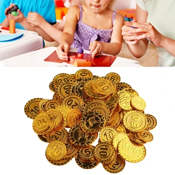 100шт золотых монет разменная монета Игровая монета сокровища монеты Рождество Декабрь - Изображение 1  