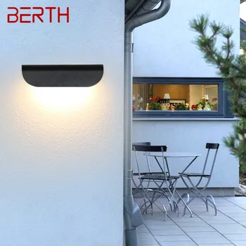 Современные настенные светильники BERTH в простом черном стиле LED IP65 Водонепроницаемое бра для наружных и внутренних балконных лестниц - Изображение 1  