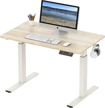 Письменный стол с электрической регулировкой высоты SHW Memory Preset, 40 x 24 дюйма, клен - Изображение 1  