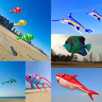 бесплатная доставка большая рыба воздушный змей подвеска для взрослых воздушный змей струна летающие мягкие воздушные змеи игрушки на открытом воздухе наружные игры для детей windsock - Изображение 1  