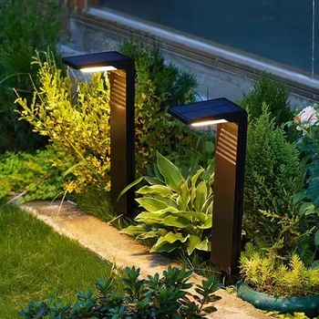 Солнечные садовые фонари, Наружные Водонепроницаемые светодиодные фонари, Дорожка, ландшафтный столб, Солнечные фонари для газона во дворе, 2200 мАч - Изображение 1  