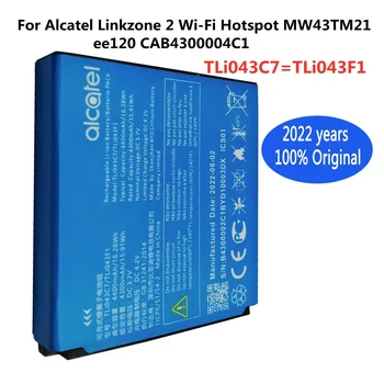 Новый Оригинальный Аккумулятор 4400 мАч TLi043C7 Для Alcatel Linkzone 2 Wi-Fi Hotspot MW43TM21 ee120 CAB4300004C1 TLi043F1 Телефонные Батареи - Изображение 1  